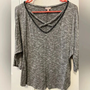 Juicy Couture women’s  Y2K grey V-neck beaded top size M